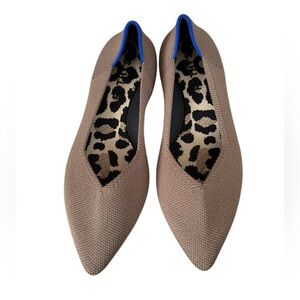 Rothy’s The Point Taupe Flats Leopard Insoles Size 5